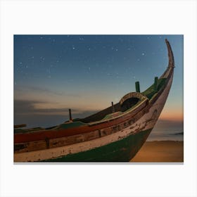 Ship In A Sunset At The Beach,Colurful,Warm Mood,Old Boat Canvas Print