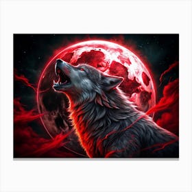 Wolf Howling At The Blood Moon Canvas Print