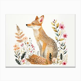 Little Floral Coyote 1 Canvas Print