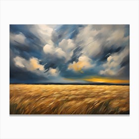 Wheat Field With Storm Clouds Canvas Print