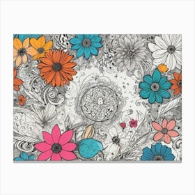 Doodle Flowers 7 Canvas Print