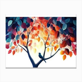 Vibrant 3d Tree Colorful Leaves On Hanging Branches 1 Canvas Print