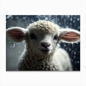 Ai Cute Lamb In Shower Rain 022202 Canvas Print