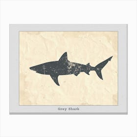 Grey Shark Silhouette 1 Poster Canvas Print