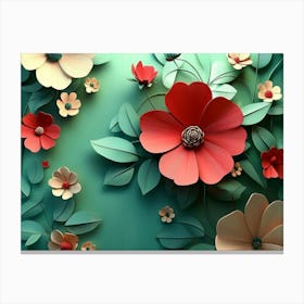 3d Floral Colorful Flowers Background Canvas Print