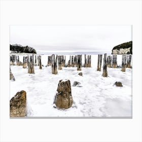 Frozen Echoes of Fayette Lake Michigan: Fayette Historic State Park Canvas Print