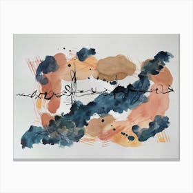 Abstract Landscape Watercolour and Ink Blue Pinks Canvas Print