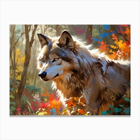 Wolf In The Woods 9 Canvas Print