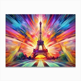 Abstract Artistic Illustration Of The Eiffel Tower With Colorful Swirls Canvas Print