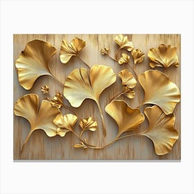 Gold Ginkgo Leaves 1 Canvas Print