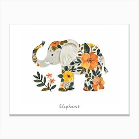 Little Floral Elephant Poster Canvas Print