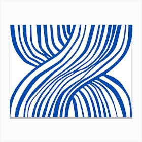 Blue And White Wavy Lines Canvas Print