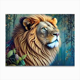 Lion In The Forest 4 Canvas Print