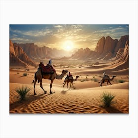 Camels In The Desert 3 Canvas Print