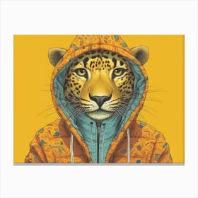 Yellow Leopard With Hoodie Pop Canvas Print