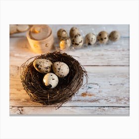 Quail Eggs In A Nest 1 Canvas Print