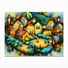 Village In The Forest Canvas Print