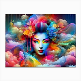 Geisha in Color Smoke Canvas Print