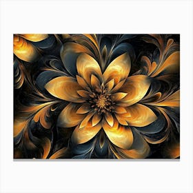 Abstract Golden, Brown and Black Floral Fractal Background Canvas Print