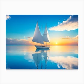 Sailboat At Sunset Canvas Print