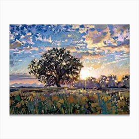 Sunset Over A Tree Canvas Print