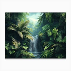 Waterfall In The Jungle 3 Canvas Print