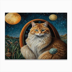 Cat In The Moonlight 3 Canvas Print