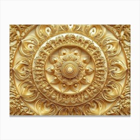 Detailed 3d Golden Mandala With Intricate Patterns 1 Canvas Print