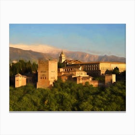 Alhambra Palace And Sierra Nevada Canvas Print