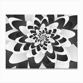 Monochrome Flower Spiral Pattern 2 Canvas Print