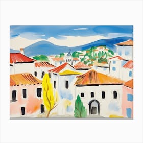 Prato Italy Cute Watercolour Illustration 2 Canvas Print