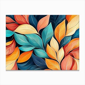 Beautiful Illustration Of Colorful Leaves 3 Canvas Print