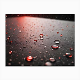 Close Up View Of Water Droplets On A Black Surface Canvas Print