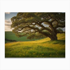 Photoreal Experience The Breathtaking Beauty Of A Solitary Oak 2 Canvas Print