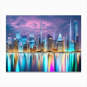 Cityscape At Night 3 Canvas Print