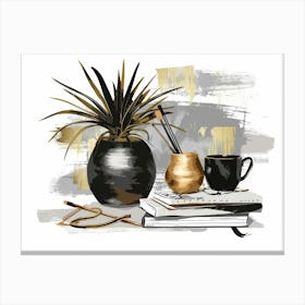 Gold And Black 99 Canvas Print