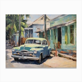 Old Blue Car Canvas Print