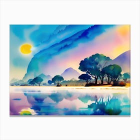 Sunset By The Lake Canvas Print