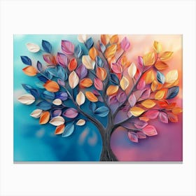 Colorful Tree With Multicolor Leaves 5 Canvas Print