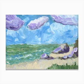 I Love Sea And Sea Loves Me - painting seascape impressionism brushstrokes bedroom living room Canvas Print