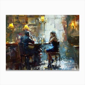 Man And Woman At The Bar Canvas Print