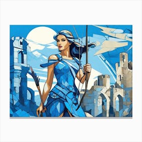 Female Archer in Blue Canvas Print