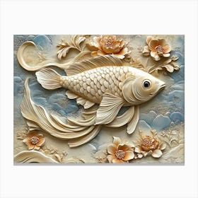 Beautiful Fish 3d Relief Art Canvas Print