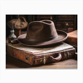 Hat On A Suitcase Canvas Print