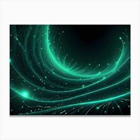 Abstract Green Swirling Lines Of Energy With Glowing Orbs Against A Dark Background, Evoking A Sense Of Magic, Technology, Or The Cosmos Canvas Print