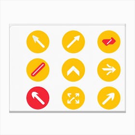 An Abstract Set Of Flat Design Navigation Icons Consisting Of Pointer With Red And Yellow Color Sche (6) Canvas Print