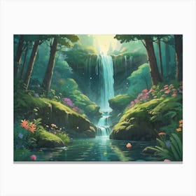 Waterfall In The Forest 1 Canvas Print