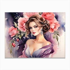 Woman With Roses 2 Canvas Print