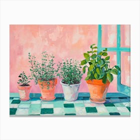 Potted Herbs Checkerboard 1 Canvas Print