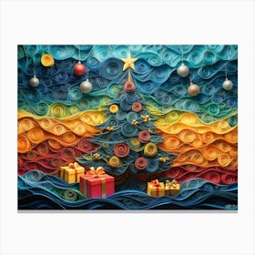 Paper Quilling Colorful Christmas Tree Canvas Print